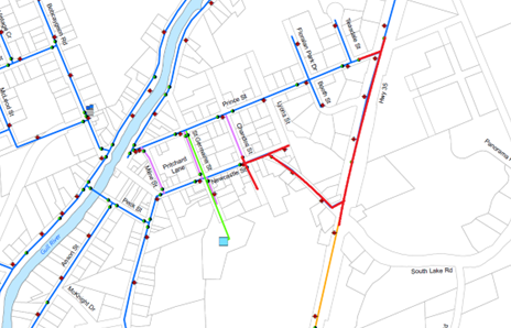 Map of Fire Hydrant Replacement on Highway 35